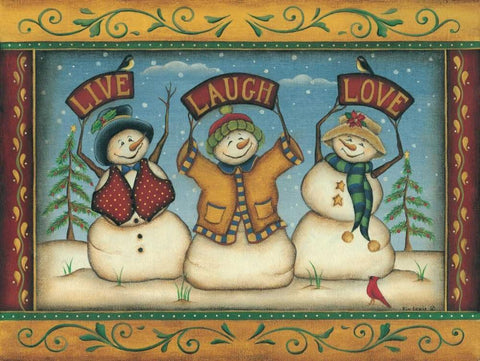 Live-Laugh-Love Black Ornate Wood Framed Art Print with Double Matting by Lewis, Kim