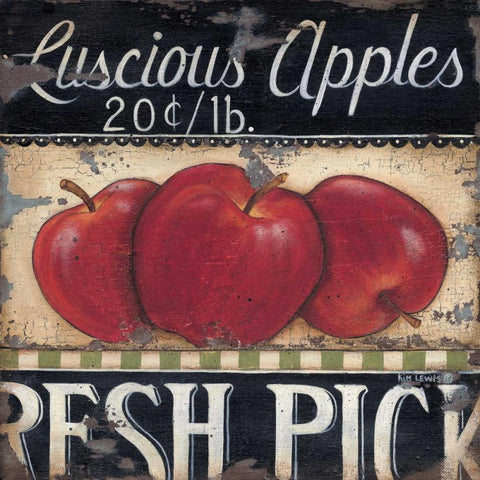 Luscious Apples White Modern Wood Framed Art Print by Lewis, Kim