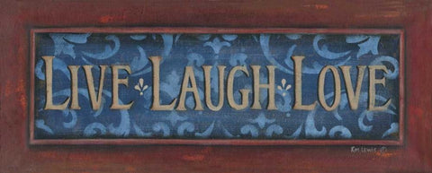 Live Laugh Love Black Ornate Wood Framed Art Print with Double Matting by Lewis, Kim