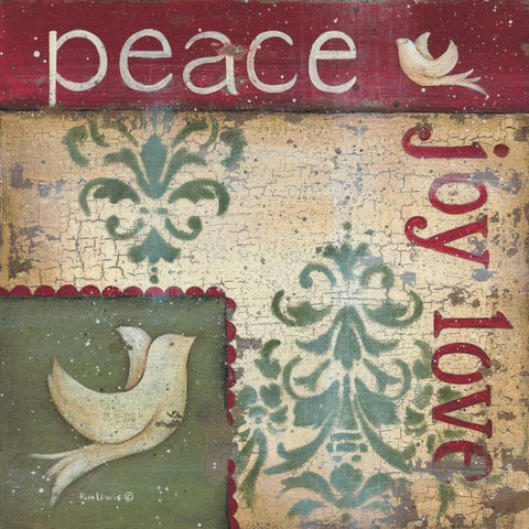 Peace Joy Love Black Modern Wood Framed Art Print with Double Matting by Lewis, Kim