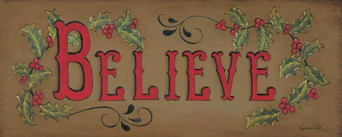 Believe Black Ornate Wood Framed Art Print with Double Matting by Lewis, Kim