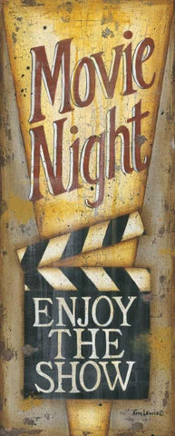 Movie Night Black Ornate Wood Framed Art Print with Double Matting by Lewis, Kim