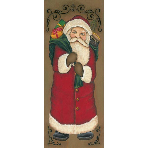 Santa Clause Gold Ornate Wood Framed Art Print with Double Matting by Lewis, Kim