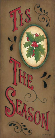 Tis the Season Black Ornate Wood Framed Art Print with Double Matting by Lewis, Kim