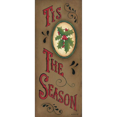 Tis the Season Black Modern Wood Framed Art Print with Double Matting by Lewis, Kim