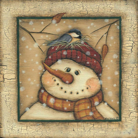 Snowman II White Modern Wood Framed Art Print by Lewis, Kim