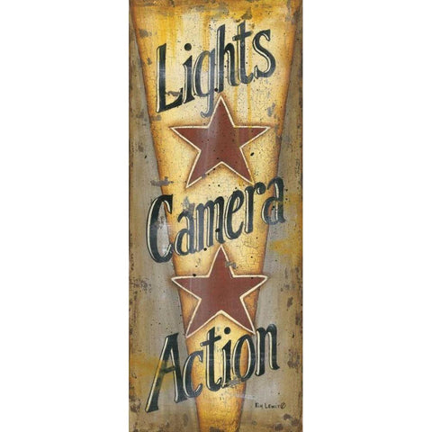 Lights-Camera-Action Black Modern Wood Framed Art Print with Double Matting by Lewis, Kim