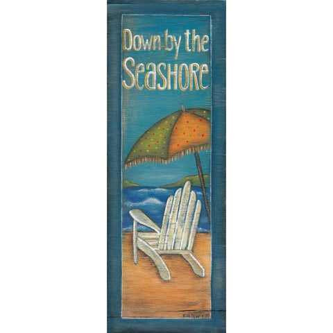 Down by the Seashore White Modern Wood Framed Art Print by Lewis, Kim