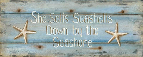 She Sells Seashells White Modern Wood Framed Art Print with Double Matting by Lewis, Kim
