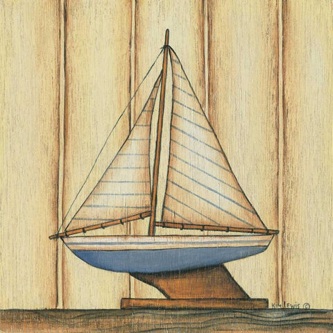 Pinstripe Boat White Modern Wood Framed Art Print with Double Matting by Lewis, Kim