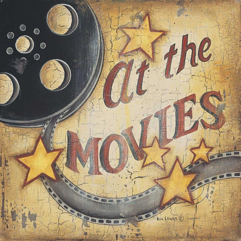 At the Movies White Modern Wood Framed Art Print by Lewis, Kim