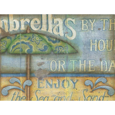 Umbrella Gold Ornate Wood Framed Art Print with Double Matting by Lewis, Kim