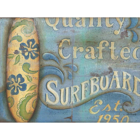 Surfboard Gold Ornate Wood Framed Art Print with Double Matting by Lewis, Kim