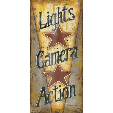 Lights-Camera-Action White Modern Wood Framed Art Print by Lewis, Kim