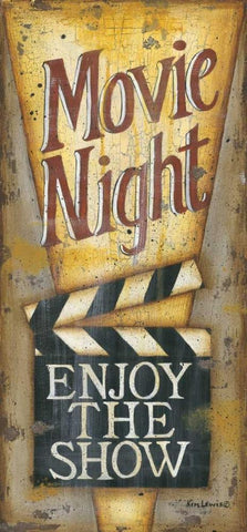 Movie Night White Modern Wood Framed Art Print with Double Matting by Lewis, Kim