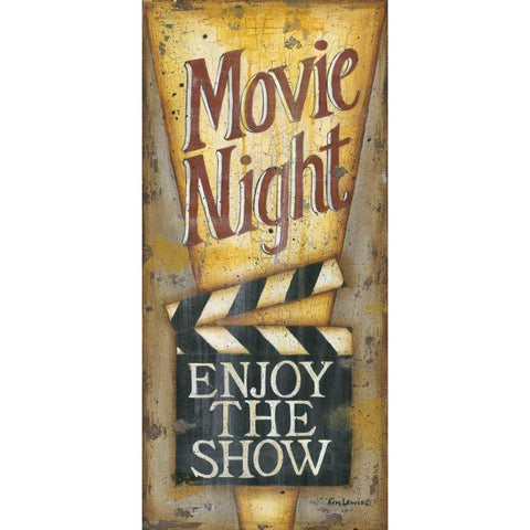 Movie Night Black Modern Wood Framed Art Print with Double Matting by Lewis, Kim