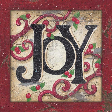 Joy Black Ornate Wood Framed Art Print with Double Matting by Lewis, Kim