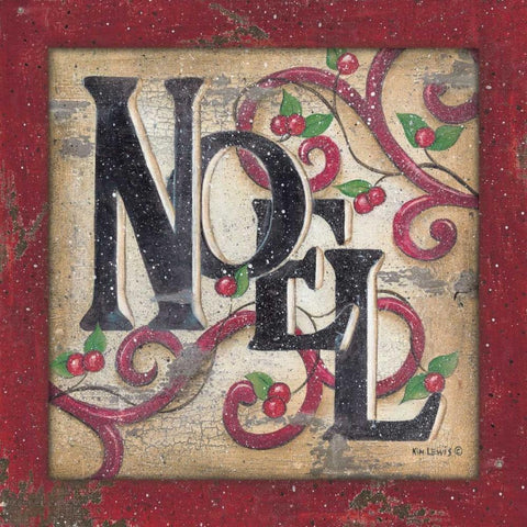 Noel Black Ornate Wood Framed Art Print with Double Matting by Lewis, Kim