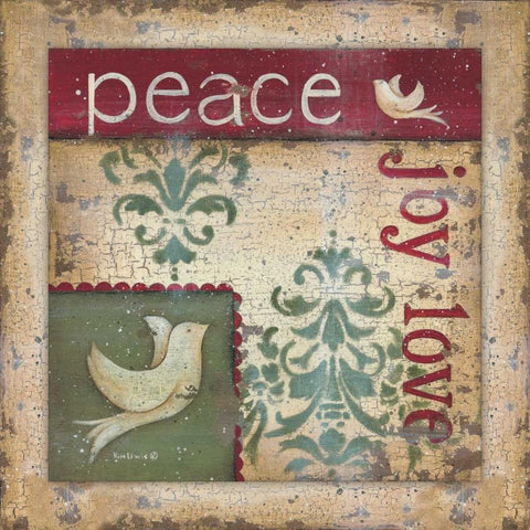 Peace-Joy-Love Gold Ornate Wood Framed Art Print with Double Matting by Lewis, Kim