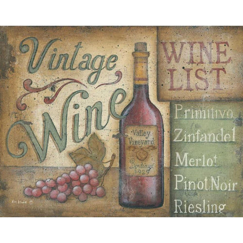 Wine List Black Modern Wood Framed Art Print with Double Matting by Lewis, Kim