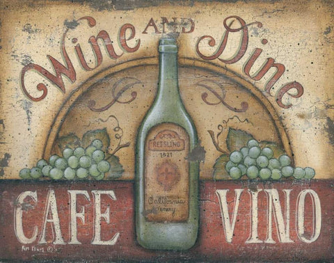 Wine and Dine White Modern Wood Framed Art Print with Double Matting by Lewis, Kim