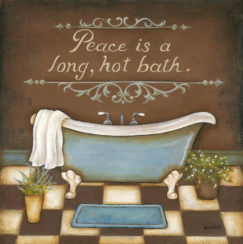 Long Hot Bath White Modern Wood Framed Art Print with Double Matting by Lewis, Kim