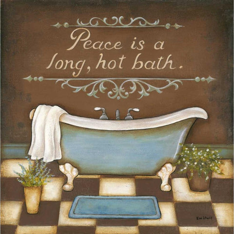 Long Hot Bath White Modern Wood Framed Art Print by Lewis, Kim