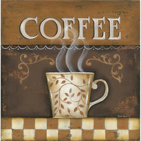 Coffee Gold Ornate Wood Framed Art Print with Double Matting by Lewis, Kim