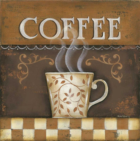 Coffee Black Ornate Wood Framed Art Print with Double Matting by Lewis, Kim