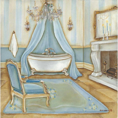 Blue Bath Gold Ornate Wood Framed Art Print with Double Matting by Lewis, Kim