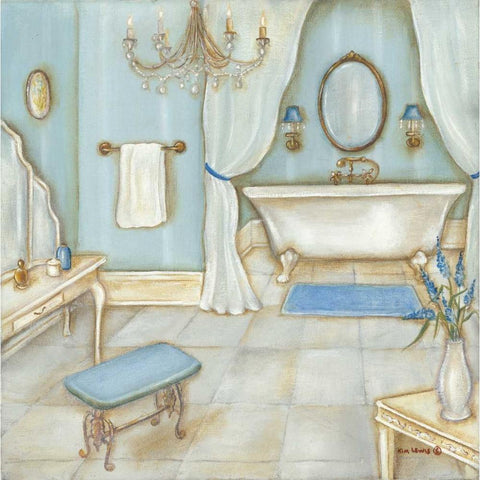 Blue Tub White Modern Wood Framed Art Print by Lewis, Kim