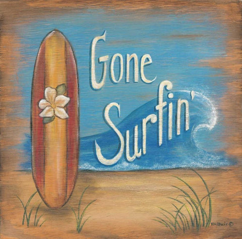 Gone Surfing White Modern Wood Framed Art Print with Double Matting by Lewis, Kim