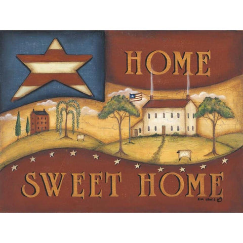 Home Sweet Home Black Modern Wood Framed Art Print with Double Matting by Lewis, Kim