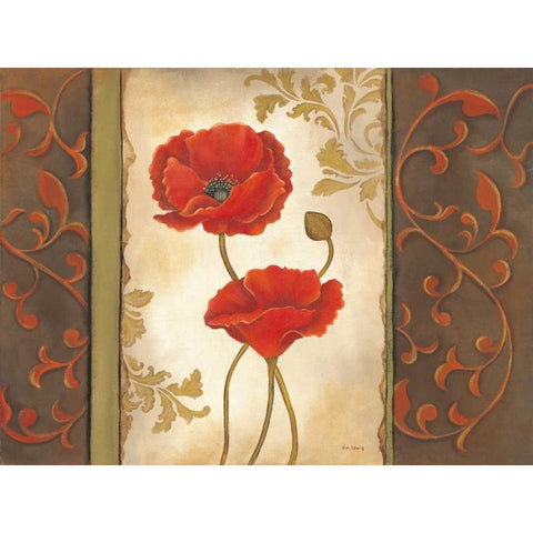 Poppy I Black Modern Wood Framed Art Print with Double Matting by Lewis, Kim