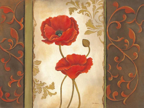 Poppy I Black Ornate Wood Framed Art Print with Double Matting by Lewis, Kim
