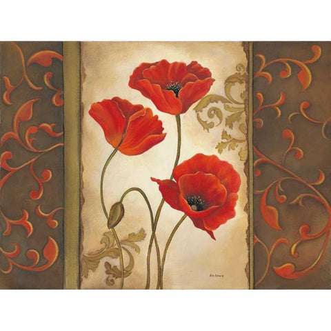 Poppy II Gold Ornate Wood Framed Art Print with Double Matting by Lewis, Kim