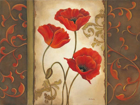 Poppy II Black Ornate Wood Framed Art Print with Double Matting by Lewis, Kim