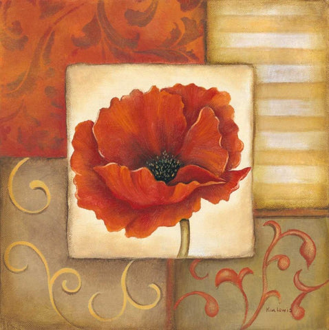 Orange Poppy I Black Ornate Wood Framed Art Print with Double Matting by Lewis, Kim