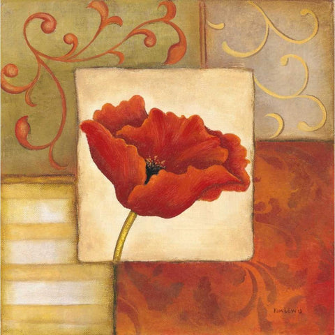 Orange Poppy II Gold Ornate Wood Framed Art Print with Double Matting by Lewis, Kim