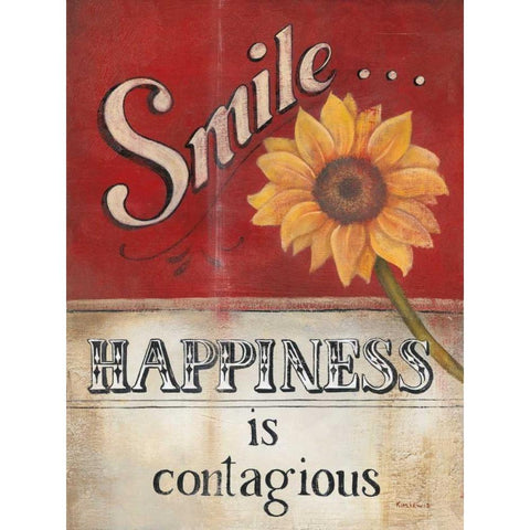 Smile White Modern Wood Framed Art Print by Lewis, Kim