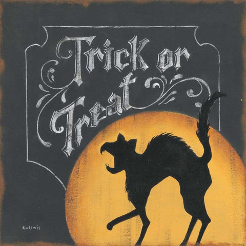 Trick or Treat Black Modern Wood Framed Art Print with Double Matting by Lewis, Kim