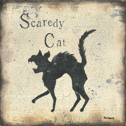 Scaredy Cat Gold Ornate Wood Framed Art Print with Double Matting by Lewis, Kim