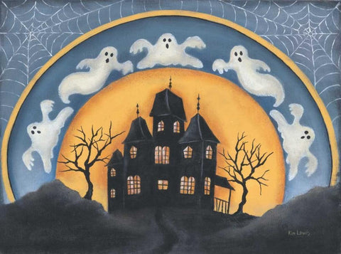 Haunted House White Modern Wood Framed Art Print with Double Matting by Lewis, Kim