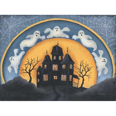 Haunted House Black Modern Wood Framed Art Print by Lewis, Kim