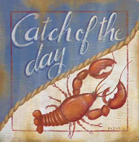 Catch of the Day Black Ornate Wood Framed Art Print with Double Matting by Lewis, Kim