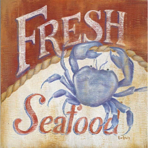 Fresh Seafood White Modern Wood Framed Art Print by Lewis, Kim