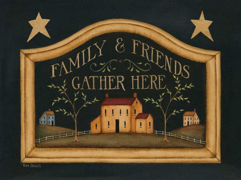 Family and Friends Black Ornate Wood Framed Art Print with Double Matting by Lewis, Kim