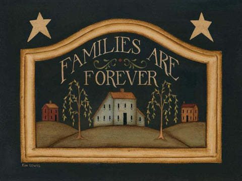 Families are Forever White Modern Wood Framed Art Print with Double Matting by Lewis, Kim