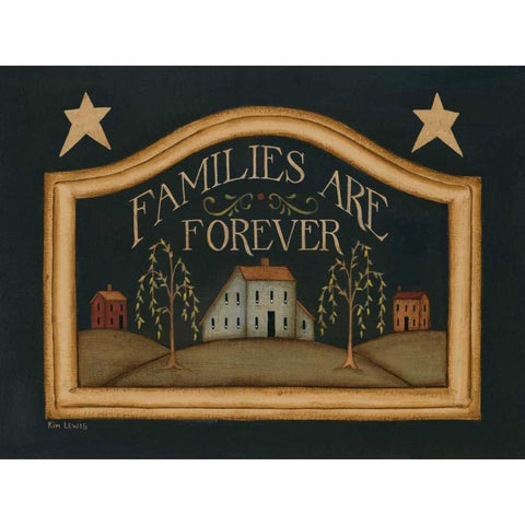 Families are Forever Black Modern Wood Framed Art Print with Double Matting by Lewis, Kim