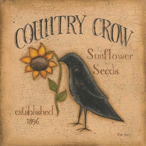 Country Crow Black Modern Wood Framed Art Print with Double Matting by Lewis, Kim